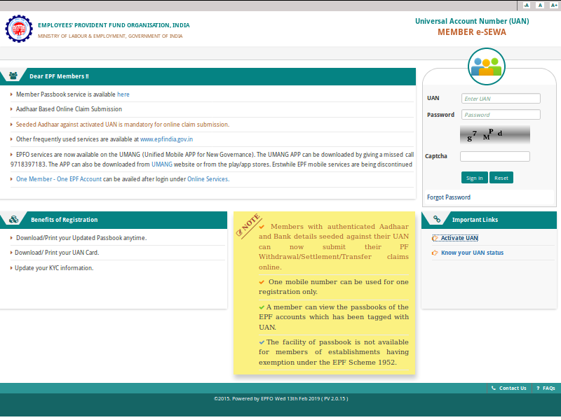 registration procedure of UAN step 1